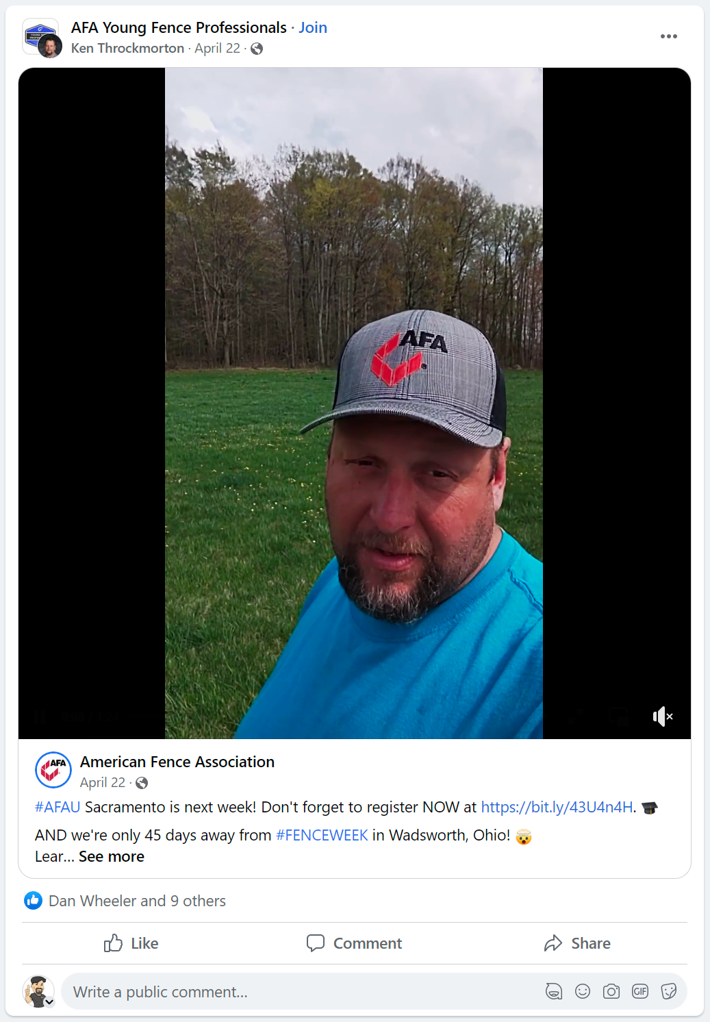 A Facvebook post about AFA Fence Week 2023