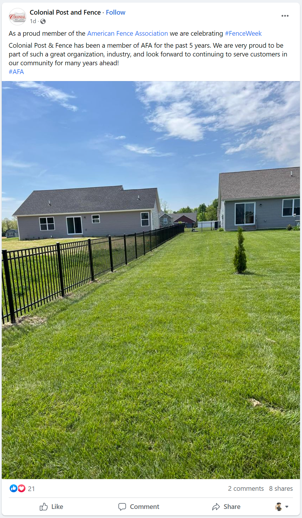 A Facvebook post about AFA Fence Week 2023